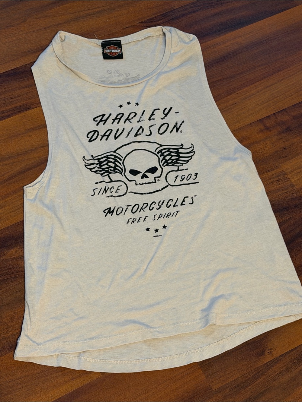 Harley-Davidson White Kids Tank with Black Skull & Wings Graphic